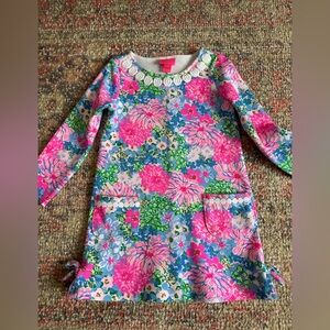 Lilly Pulitzer Pink and Blue Floral Kids Dress 4/5